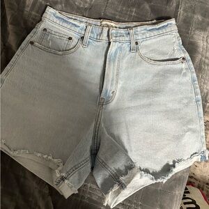 Abercrombie & Fitch Light Blue High Waist Denim Shorts